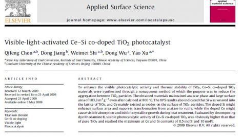 Visible-light-activated Ce–Si co-doped TiO2 photocatalyst