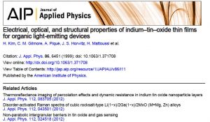 Electrical,optical&structural properties of indium tin oxide