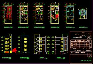 نقشه اتوکد و طراحی آپارتمان 3 طبقه در زمین 6.5 در 11 متر